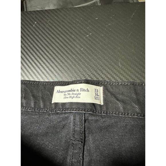 Abercrombie & Fitch 90s Straight Ultra High Rise Jeans Black Size 33 16R NEW - Picture 3 of 14